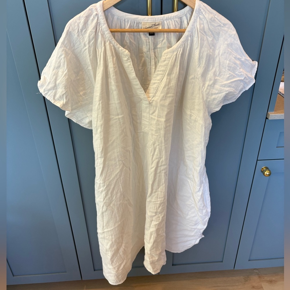 White Short Sleeve Tunic Dress XXL
